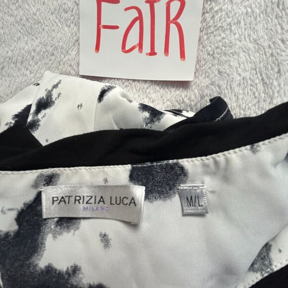 Patrizia Luca Milano Womens Black White V-neck Asymmetric Layered Tunic Top M/L - Picture 4 of 11